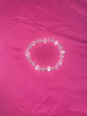 Clear/Pink Beaded Bracelet - STRETCHY!! 🩷🤍